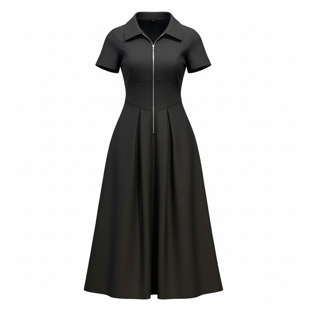 Elegant Black Zippered Dress
